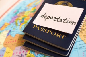 deportation post-it on a passport