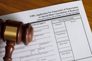 suspension of deportation application with gavel